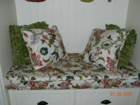 Seat cushion and toss pillows for the entry 2012