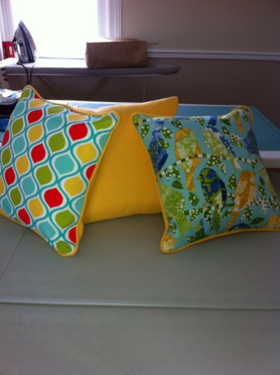 Pillows 2014 spring with coordinating piping and invisible zippers