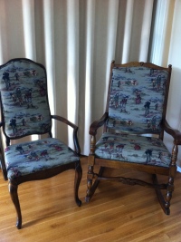rocker and mate after reupholstering 2013